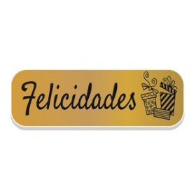 Etiquetas de regalo en rollo ETIQUETAS REGALO ADH. HOLOGRAFICAS ROLLO  250 uds. 45x15 "FELICIDADES" ORO