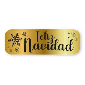 Etiquetas de regalo en rollo ETIQUETAS REGALO ADH. HOLOGRAFICAS ROLLO  250 uds. 45x15 NAVIDAD "FELIZ NAVIDAD" ORO