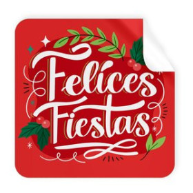 Etiquetas de regalo en rollo ETIQUETAS REGALO ADH. ROLLO  250 uds. CUADRADAS 40x40 NAVIDAD "FELICES FIESTAS" ROJO