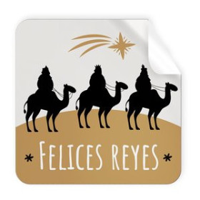 Etiquetas de regalo en rollo ETIQUETAS REGALO ADH. ROLLO  250 uds. CUADRADAS 40x40 NAVIDAD "FELICES REYES"