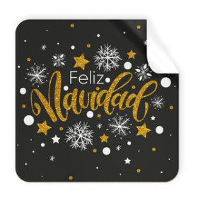 Etiquetas de regalo en rollo ETIQUETAS REGALO ADH. ROLLO  250 uds. CUADRADAS 40x40 NAVIDAD "FELIZ NAVIDAD" NEGRO