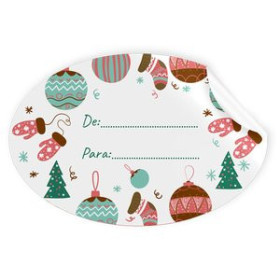 Etiquetas de regalo en rollo ETIQUETAS REGALO ADH. ROLLO  250 uds. OVALADAS 60x40 NAVIDAD "BOLAS"