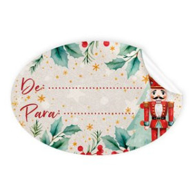 Etiquetas de regalo en rollo ETIQUETAS REGALO ADH. ROLLO  250 uds. OVALADAS 60x40 NAVIDAD "CASCANUECES"