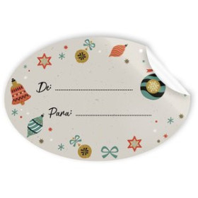 Etiquetas de regalo en rollo ETIQUETAS REGALO ADH. ROLLO  250 uds. OVALADAS 60x40 NAVIDAD "DETALLES"