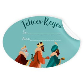 Etiquetas de regalo en rollo ETIQUETAS REGALO ADH. ROLLO  250 uds. OVALADAS 60x40 NAVIDAD "FELICES REYES"