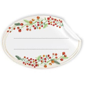 Etiquetas de regalo en rollo ETIQUETAS REGALO ADH. ROLLO  250 uds. OVALADAS 60x40 NAVIDAD "MUERDAGO"