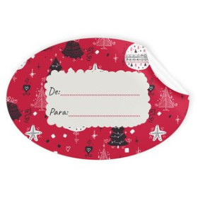 Etiquetas de regalo en rollo ETIQUETAS REGALO ADH. ROLLO  250 uds. OVALADAS 60x40 NAVIDAD "ROJO"