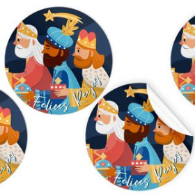 Etiquetas de regalo en rollo ETIQUETAS REGALO ADH. ROLLO  250 uds. REDONDAS Ø 40 NAVIDAD "FELICES REYES"