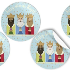 Etiquetas de regalo en rollo ETIQUETAS REGALO ADH. ROLLO  250 uds. REDONDAS Ø 40 NAVIDAD "FELIZ DIA DE LOS REYES"