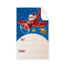 Etiquetas de regalo en rollo ETIQUETAS REGALO ADH. ROLLO  250 uds. 50x30 NOMBRES NAVIDAD AVION PAPA NOEL
