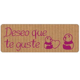 Etiquetas de regalo en rollo ETIQUETAS REGALO ADH. ROLLO  300 uds. 50x18 "DESEO QUE TE GUSTE" KRAFT PANDA