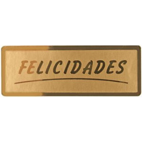 Etiquetas de regalo en rollo ETIQUETAS REGALO ADH. ROLLO  300 uds. 50x18 "FELICIDADES" ORO
