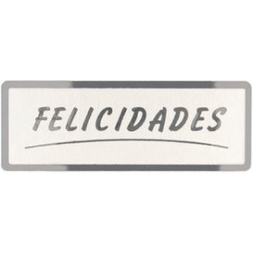 Etiquetas de regalo en rollo ETIQUETAS REGALO ADH. ROLLO  300 uds. 50x18 "FELICIDADES" PLATA