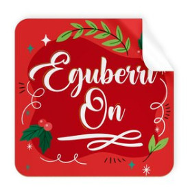 Etiquetas de regalo en rollo ETIQUETAS REGALO EUSKERA ADH. ROLLO  250 uds. CUADRADAS 40x40 NAVIDAD "EGUBERRI ON" GORRIA
