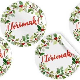 Etiquetas de regalo en rollo ETIQUETAS REGALO EUSKERA ADH. ROLLO  250 uds. REDONDAS Ø 40 NAVIDAD "ZORIONAK"