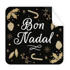 Etiquetas de regalo en rollo ETIQUETES REGAL CATALAN ADH. ROTLLO  250 uds. QUARADES 40x40 NADAL "BON NADAL" NEGRE