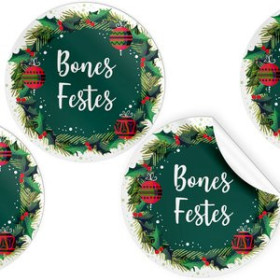 Etiquetas de regalo en rollo ETIQUETES REGAL CATALAN ADH. ROTLLO  250 uds. RODONES Ø 40 NADAL "BONES FESTES"