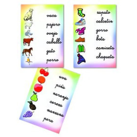 Láminas educativas y tablas periódicas FICHAS  KLUGER ASOCIA LAS PALABRAS 25 fichas  reutilizables +3 AÑOS