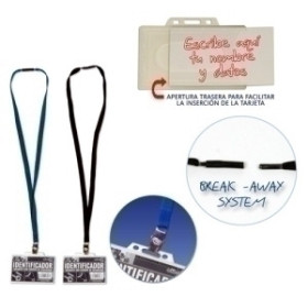 Fundas de identific. (portadistintivos) FUNDA DISTINTIVO OFFICE BOX con CORDON DE SEGURIDAD NEGRO PAQUETE de 25