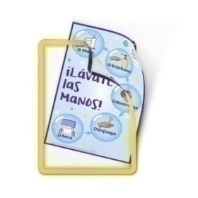 Paneles de información de fundas FUNDA PORTA CARTELES TARIFOLD MAGNETO A4 VERTICAL/HORIZONTAL REMOVIBLE AMARILLO PACK de 2
