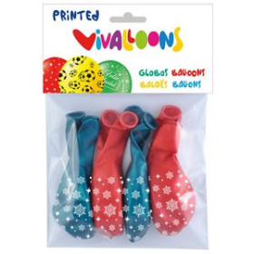 Globos GLOBO VIVALLOONS COPOS 5 CARAS ROJO/VERDE BOLSA DE 8