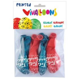 Globos GLOBO VIVALLOONS FELIZ NAVIDAD 5 CARAS BOLSA DE 8