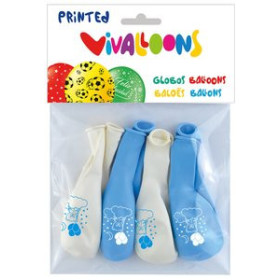 Globos GLOBO VIVALLOONS OSITO AZUL/BLANCO BOLSA DE 8