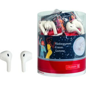 Gomas de borrar mixtas (tinta/lápiz) GOMA de BORRAR BRUNNEN FUN 3D IN EAR POD EXPOSITOR DE 20