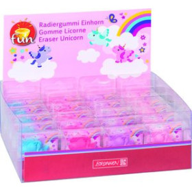 Gomas de borrar mixtas (tinta/lápiz) GOMA de BORRAR BRUNNEN FUN 3D UNICORNIO SURTIDO EXPOSITOR DE 20 (4 col.)