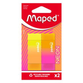 Gomas de borrar mixtas (tinta/lápiz) GOMA de BORRAR MAPED NEON BLISTER de 2