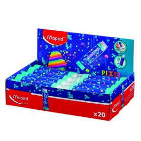 Gomas de borrar mixtas (tinta/lápiz) GOMA de BORRAR MAPED PIXEL PARTY EXPOSITOR de 20