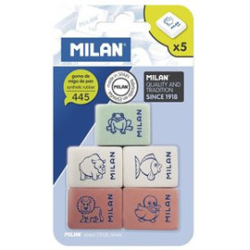 Gomas de borrar GOMA de BORRAR MILAN MIGA DE PAN FLEXIBLE 445 ESCOLAR BLISTER de 5