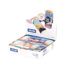 Gomas de borrar GOMA de BORRAR MILAN 320 THE FUN con FUNDA PROTECTORA EXPOSITOR DE 20
