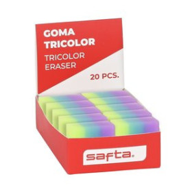 Gomas de borrar GOMA de BORRAR SAFTA PVC TRICOLOR EXPOSITOR de 20