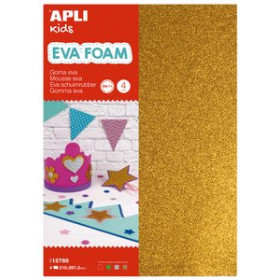 Goma EVA GOMA EVA  APLI HOJA 20x30 cm PURPURINA 4 hojas (ORO