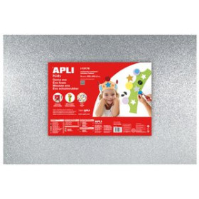 Goma EVA GOMA EVA APLI HOJA 40x60 cm PURPURINA PLATA PAQUETE de 3