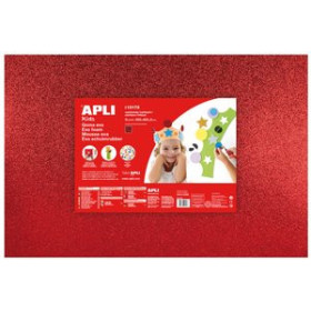 Goma EVA GOMA EVA APLI HOJA 40x60 cm PURPURINA ROJO PAQUETE de 3