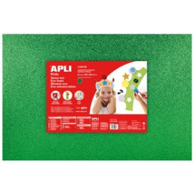 Goma EVA GOMA EVA APLI HOJA 40x60 cm PURPURINA VERDE PAQUETE de 3