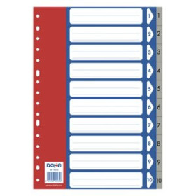 Índice numérico PP y PVC INDICE DOHE PP NUMERICO Fº pestañas 1-10 16 taladros GRIS con IND.B/N