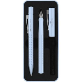 Juegos de bolígrafo y pluma JUEGO BOLIGRAFO+PLUMA FABER-CASTELL GRIP 2010 (M) SKY BLUE