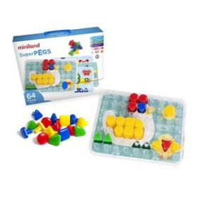 Juegos educativos JUEGO EDUCAT.MINILAND SUPERPEGS COLORES PRIMARIOS 64 PIEZAS (2-5 AÑOS)