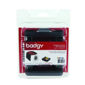 Impresoras Tarjetas y consumibles KIT CINTA BADGY COLOR YMCKO PARA 100 IMPRESIONES + 100 TARJETAS PVC GRUESAS 0