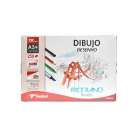 Papel técnicas secas: Blocs y láminas LAMINA DE DIBUJO FABRIANO 130g A3+ GRANO NATURAL RECUADRO  CAJA DE 250