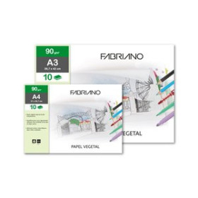 Papel técnicas secas: Blocs y láminas LAMINA PAPEL VEGETAL FABRIANO A4 90 gr. BOLSA DE 12