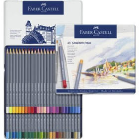 Lápices de colores LAPICES ACUARELABLES  FABER-CASTELL GOLDFABER AQUA 1146 estuche de METAL de 48