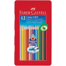Lápices de colores LAPICES ACUARELABLES FABER-CASTELL COLOUR GRIP estuche METAL de 12