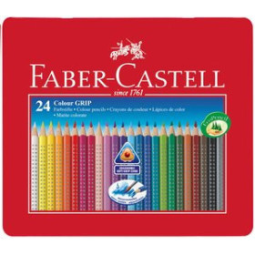 Lápices de colores LAPICES ACUARELABLES FABER-CASTELL COLOUR GRIP estuche METAL de 24
