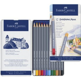 Lápices de colores LAPICES ACUARELABLES FABER-CASTELL GOLDFABER AQUA 1146 estuche de METAL de 12