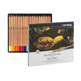 Lápices de colores LAPICES ACUARELABLES LYRA REMBRANDT AQUARELL CAJA METAL de 24