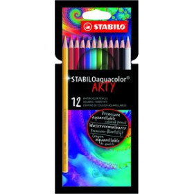 Lápices de colores LAPICES ACUARELABLES STABILO AQUACOLOR ARTY LINE estuche CARTON de 12